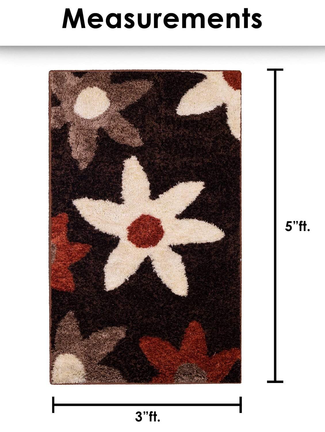 Floral Pattern Brown Carpet for Living Room
