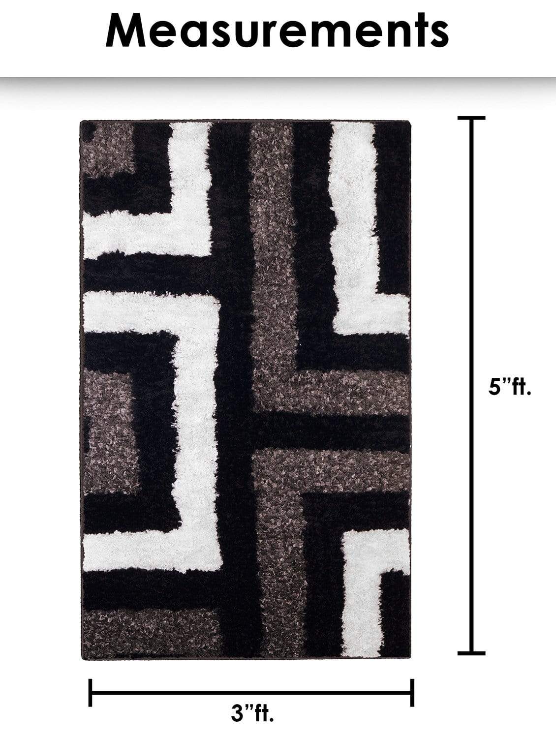 Geometric Pattern Dark Grey Carpet for Living Room & Bedroom