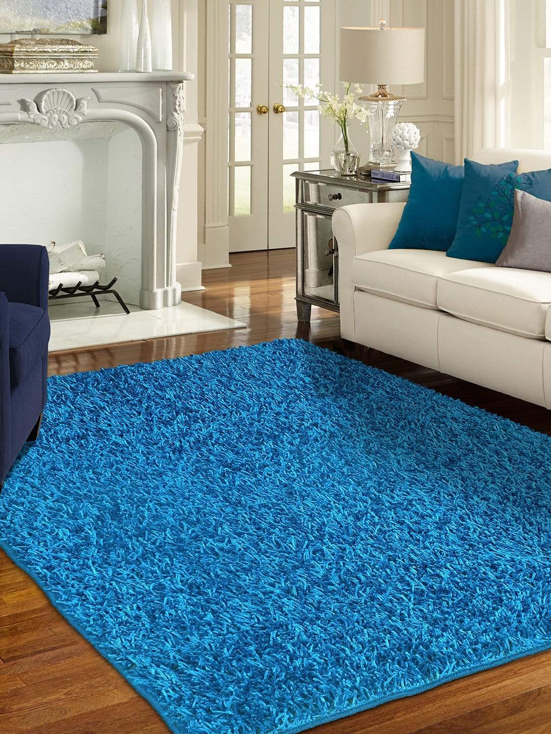 Plain Pattern Blue Carpet for Living Room