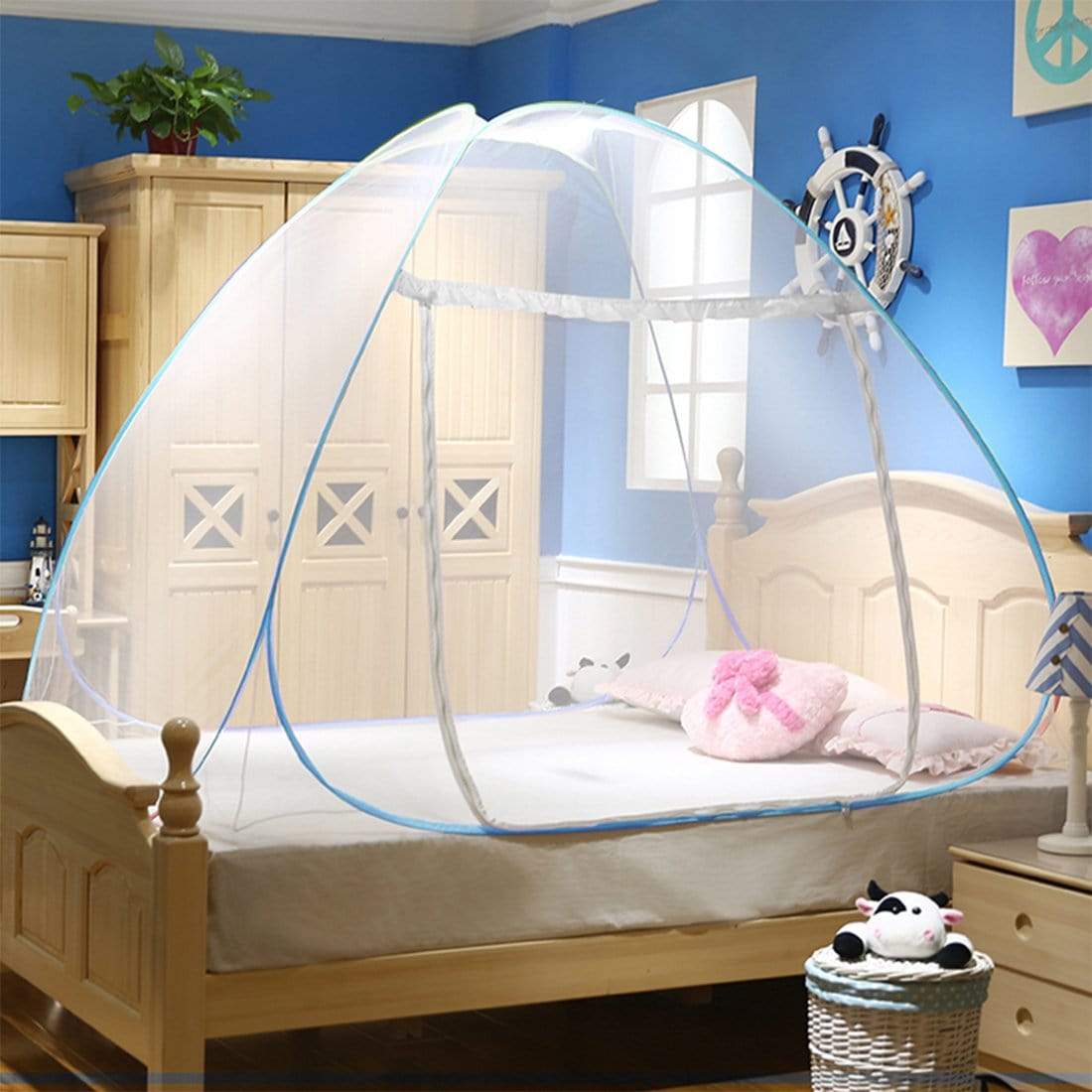 Mosquito Net For Double Bed and Our doors -Blue
