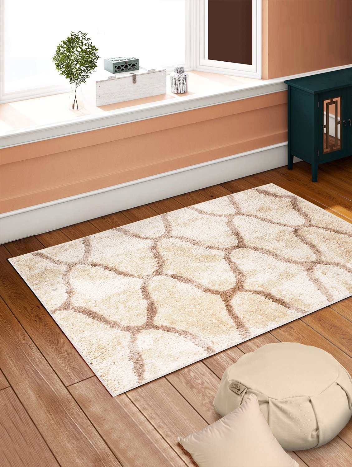 Abstract Pattern Beige Carpet for Living Room & Bedroom