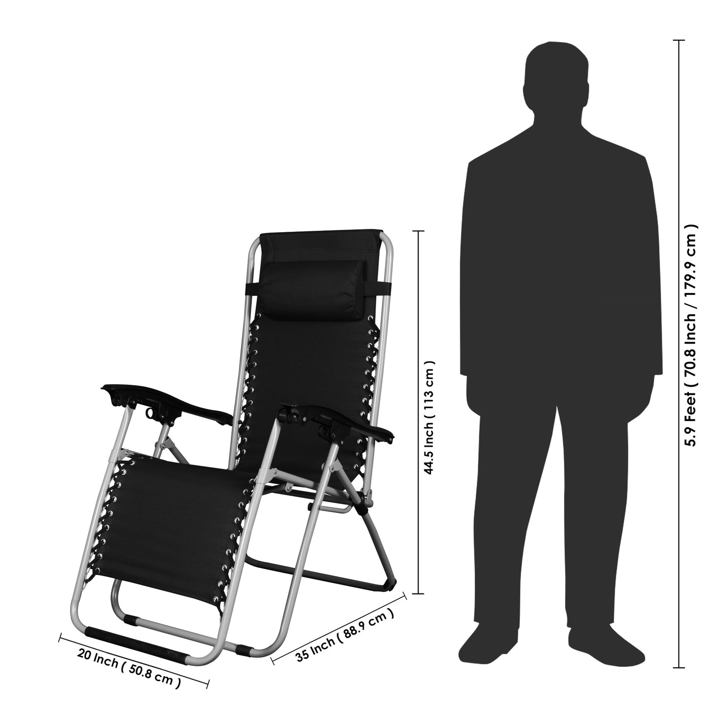 Story@Home Metal Black Solid 1 U Foldable Chair