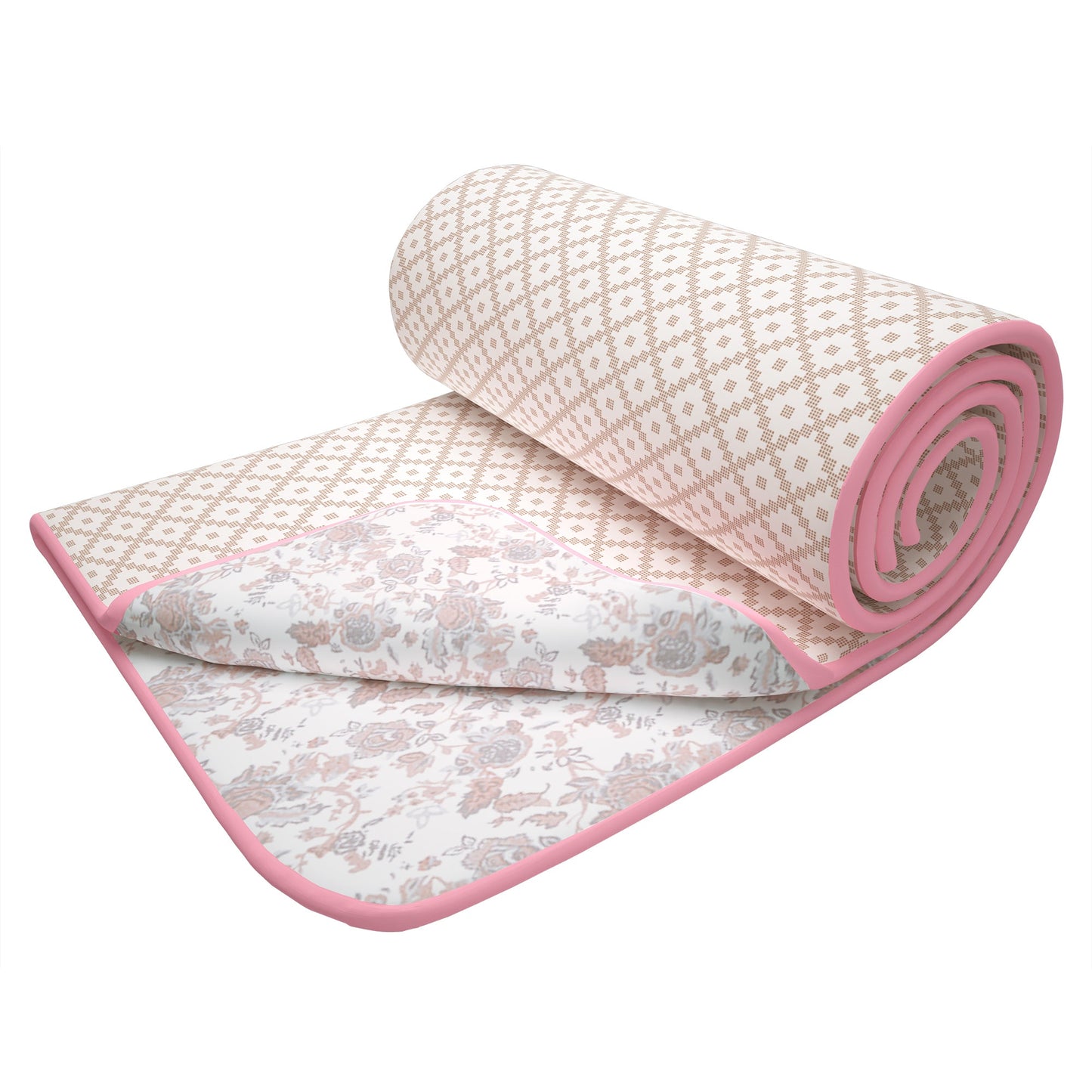 Super Soft Baby Pink & White  Floral Single Dohar