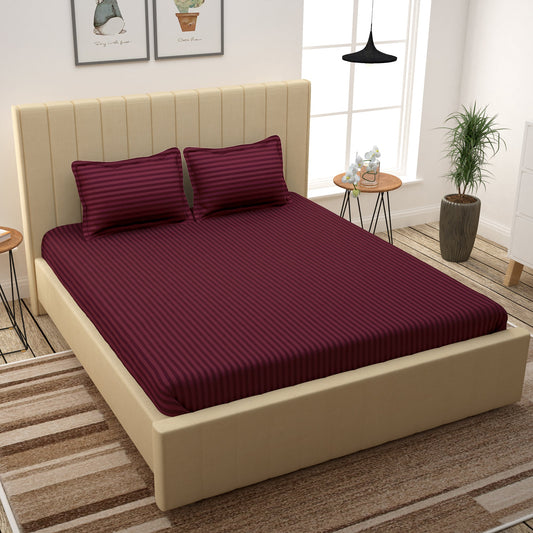 Forever Cotton 300 TC Maroon King Size Bedsheet