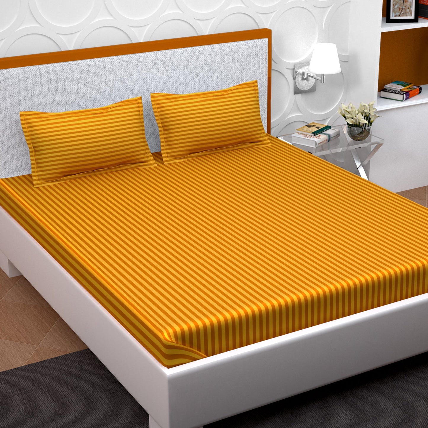 PAVO Tranquil Luxurious Premium Hotel Quality  (Honey Orange) King size Bedsheet