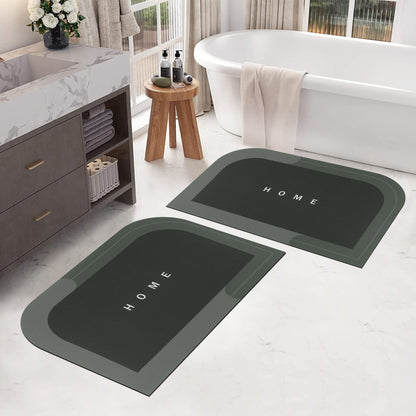 2 Units Nappa Leather Dark Green Solid Encore Bath Mats