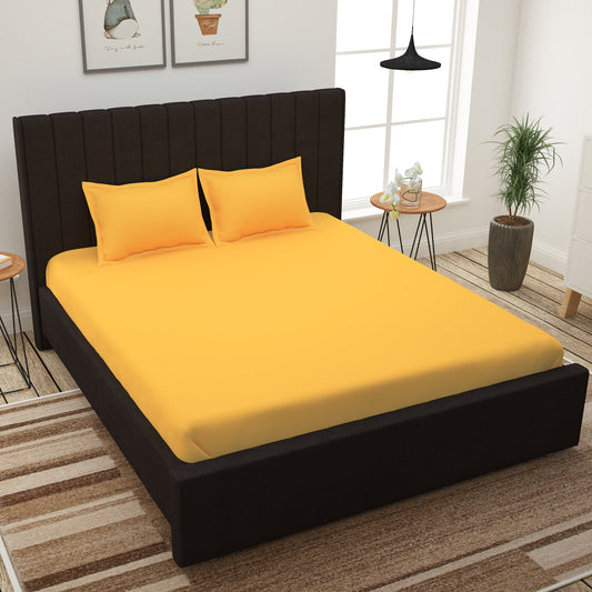 Forever 300 TC Lemon Yellow King Size Bedsheet