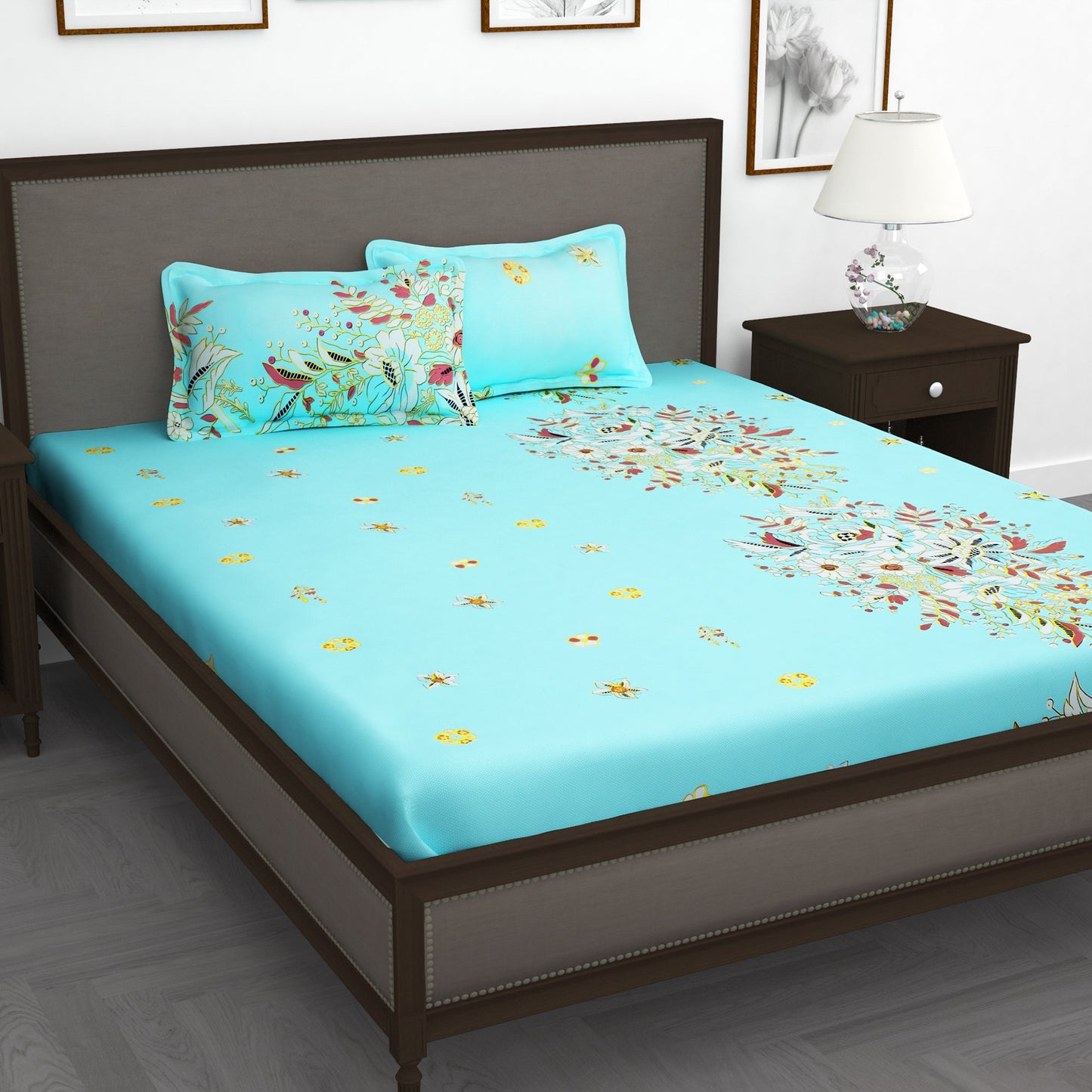 Forever Gold 240 TC Light Blue Double Size Bedsheet