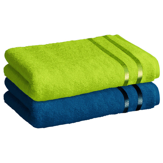 Story@Home 2 Units 100% Cotton Bath Towels - Navy Blue and Green