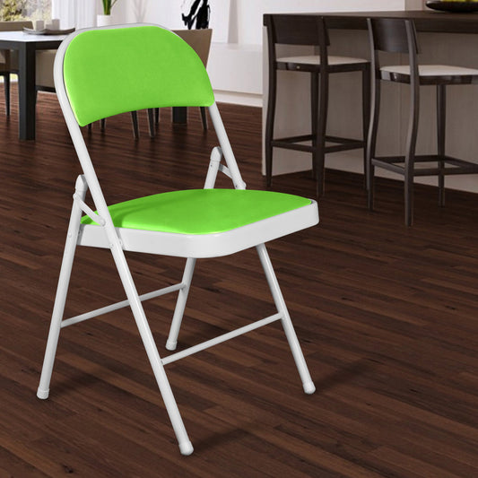 Folding Padded Green Metal Chair