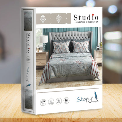 Studio Luxurious 144 TC 100% Cotton Grey Double Bedsheet