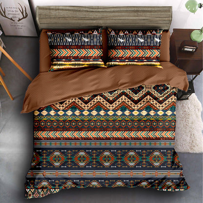 Boho Styled 240 TC Multicolor Geometric Double Size Bedsheet With 2 Pillow Covers