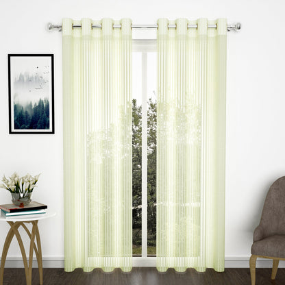 2 Pcs Cream Sheer Net Polyester Long Door Curtains