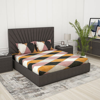 Metro 186 TC 100% Cotton Peach and Cream Double Bedsheet