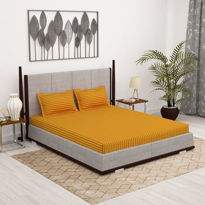 300 TC Mustard 1 King Size Bedsheet With 2 Pillow Cover
