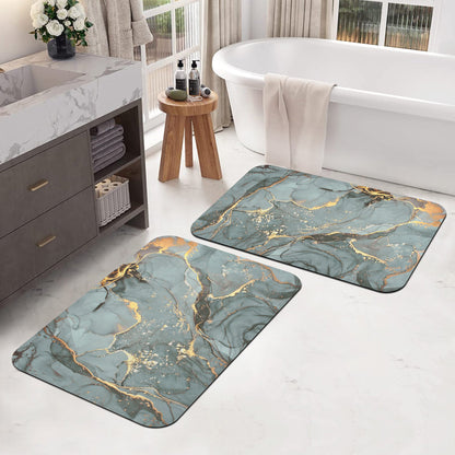 2 Units Nappa Leather Greyish Green Water Color Encore Bath Mats