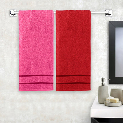 Story@Home 2 Units 100% Cotton Ladies Bath Towels - Pink and Wine Red