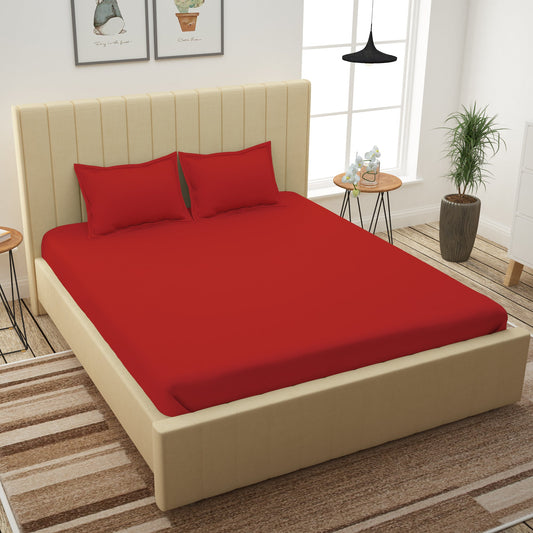 Forever 300 TC Ruby Red King Size Bedsheet