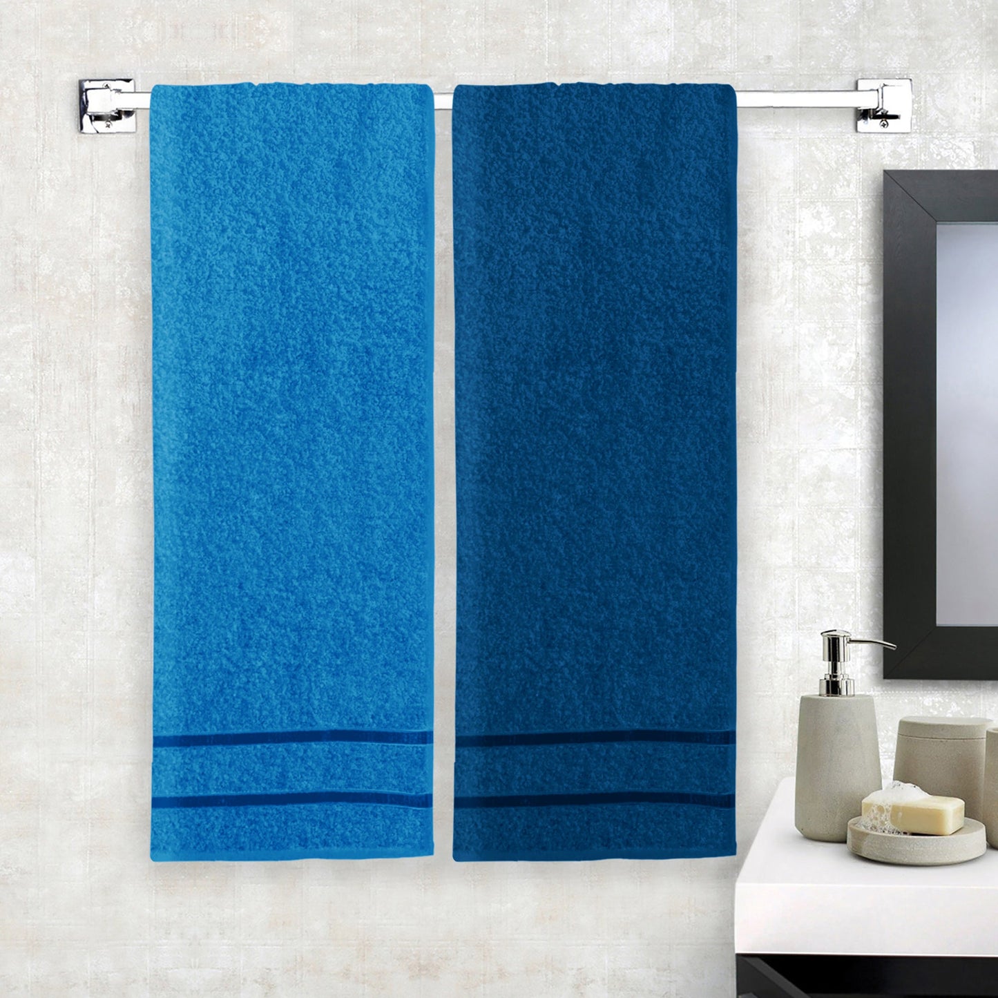 Story@Home 2 Units 100% Cotton Bath Towels - Blue and Navy Blue