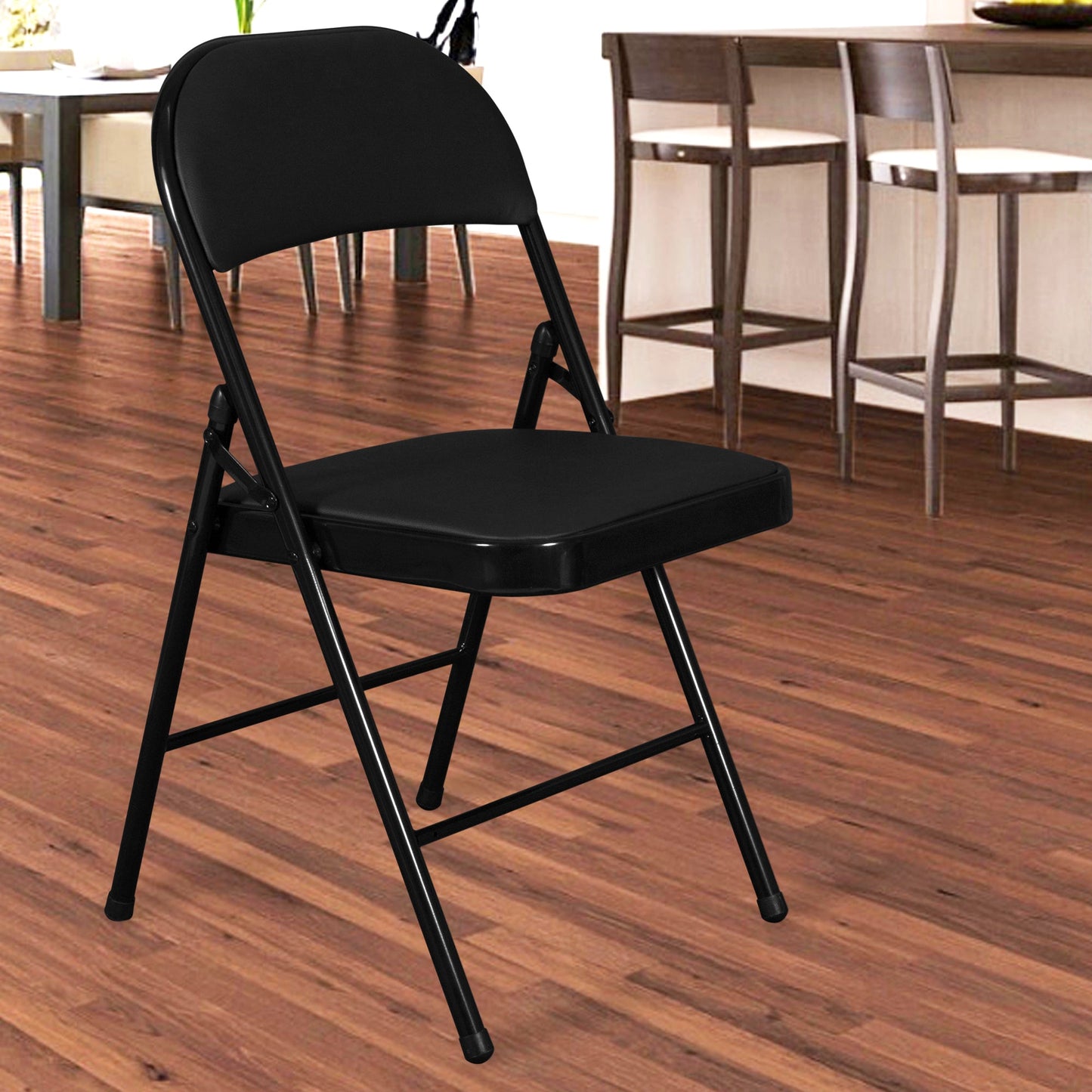 Folding Padded Black Metal Chair