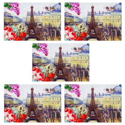 Story@Home 5 Units Premium Fabric Paris Aqua Door Mat - Multicolor - 60 cm X 40 cm