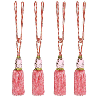 Set Of 4 Home Decorative Braided Tassel Rope Tiebacks