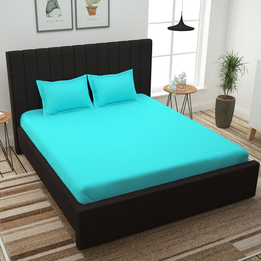 Forever 300 TC Aqua Blue King Size Bedsheet