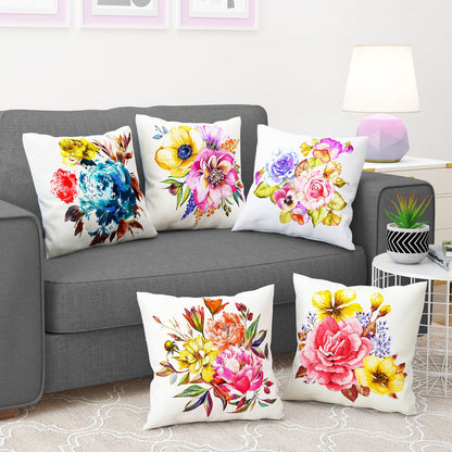 Story@Home Multicolor Floral Polyester 5 Units of Helio Cushion Covers