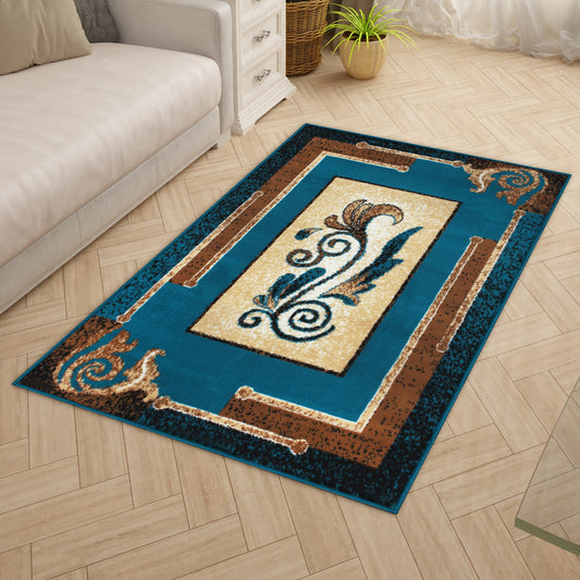 Blue Abstract Rustico Rug/Carpet with Anti Skid Backing