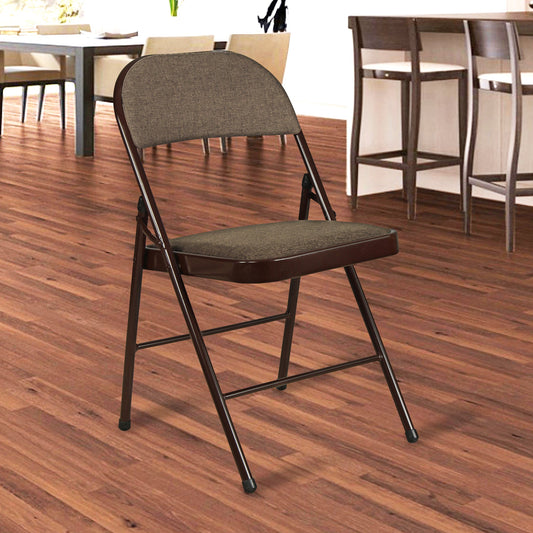 Folding Padded Brown Metal Chair