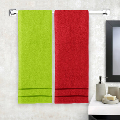 Story@Home 2 Units 100% Cotton Bath Towels - Green and Wine Red