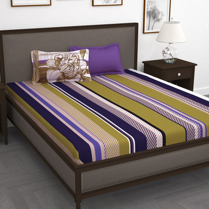 Myra 186 TC 100% Cotton Purple King Size Bedsheet