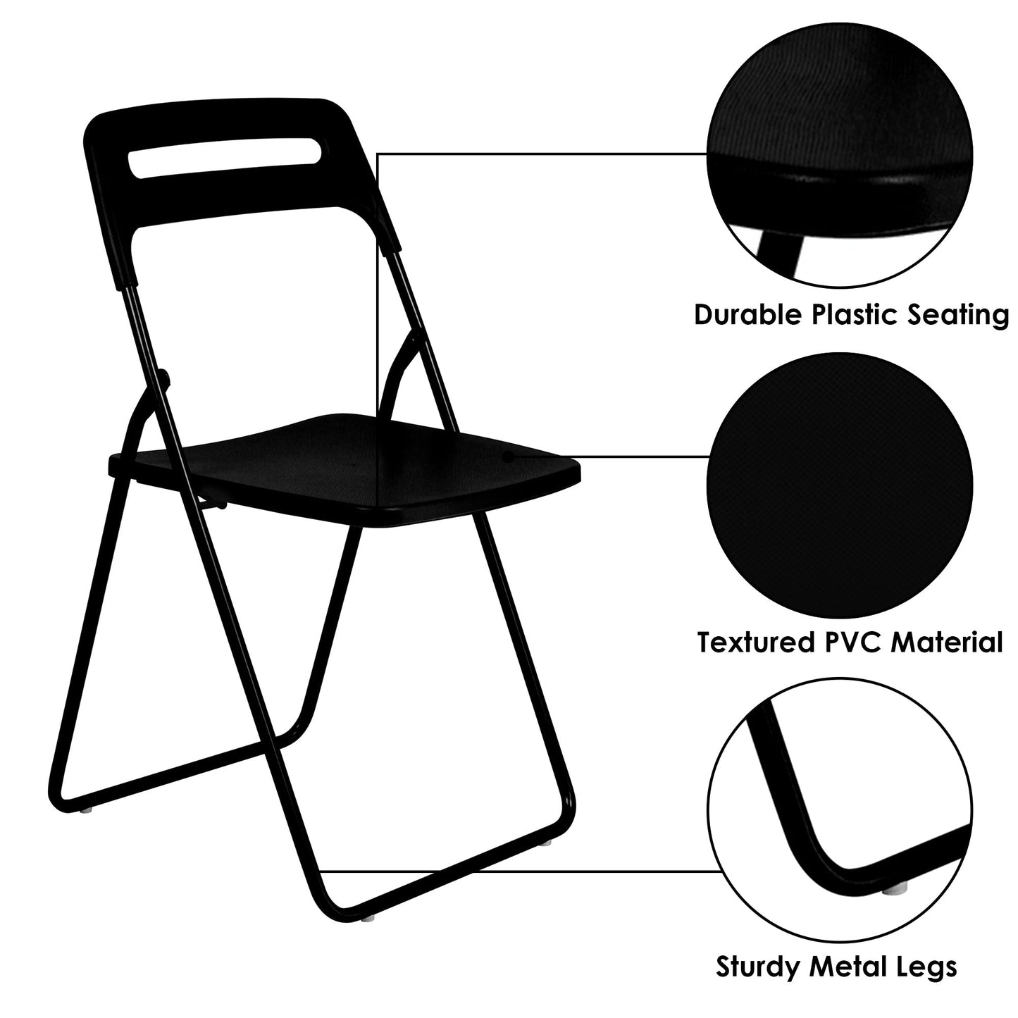 Premium Black Plastic Folding Leisure Office & Dining Chair