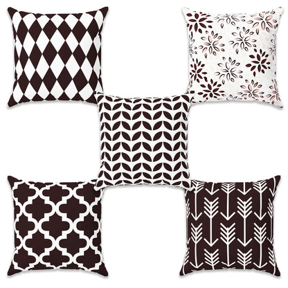 Story@Home Brown Abstract Polyester 5 units of Helio Cushion Covers