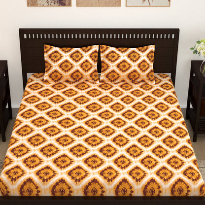 Magic 152 TC Light Orange Cotton Double Bedsheet