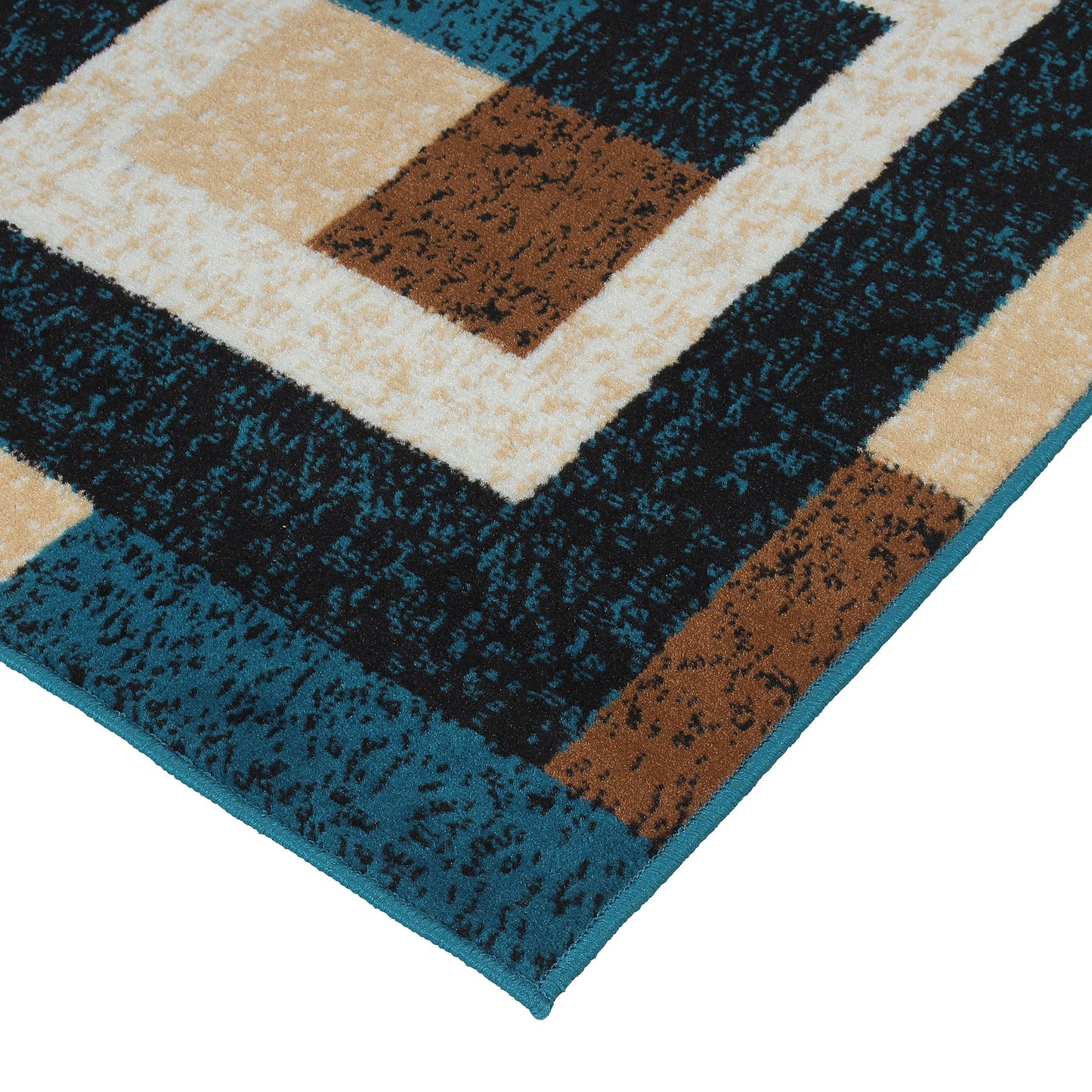 Blue Geometric Rustico Rug/Carpet with Anti Skid Backing