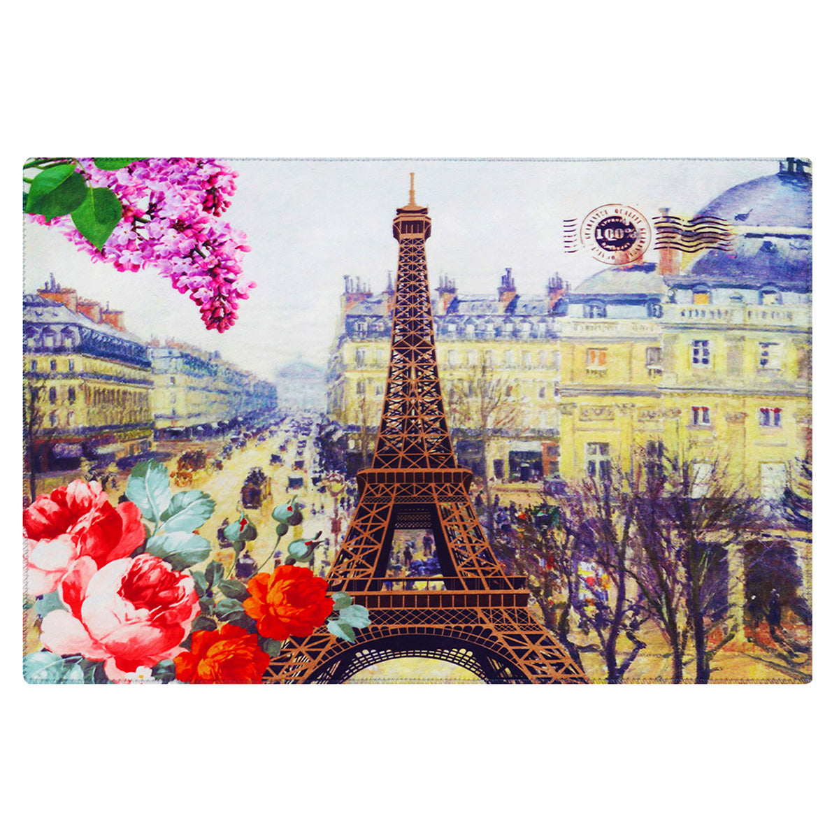 Story@Home 5 Units Premium Fabric Paris Aqua Door Mat - Multicolor - 60 cm X 40 cm