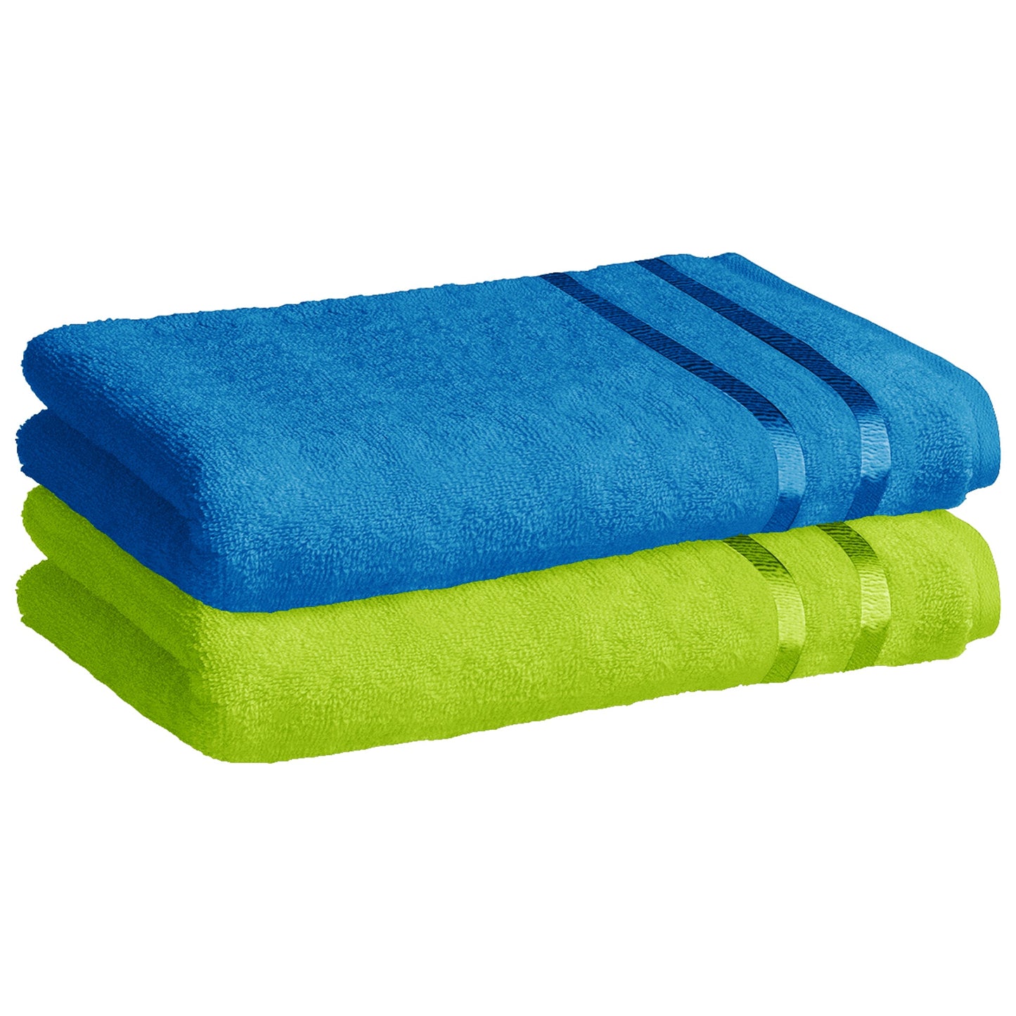 Story@Home 2 Units 100% Cotton Ladies Bath Towels - Green and Blue