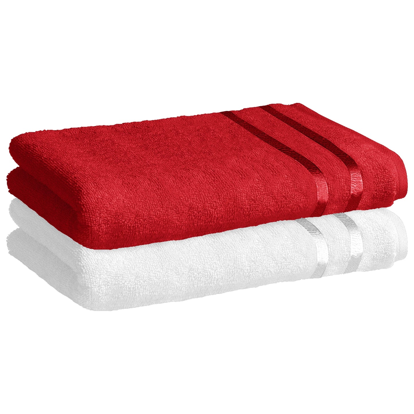 Story@Home 2 Units 100% Cotton Ladies Bath Towels - White and Wine Red