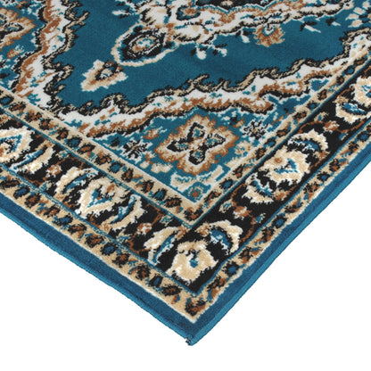 Blue Motif Rustico Rug/Carpet with Anti Skid Backing