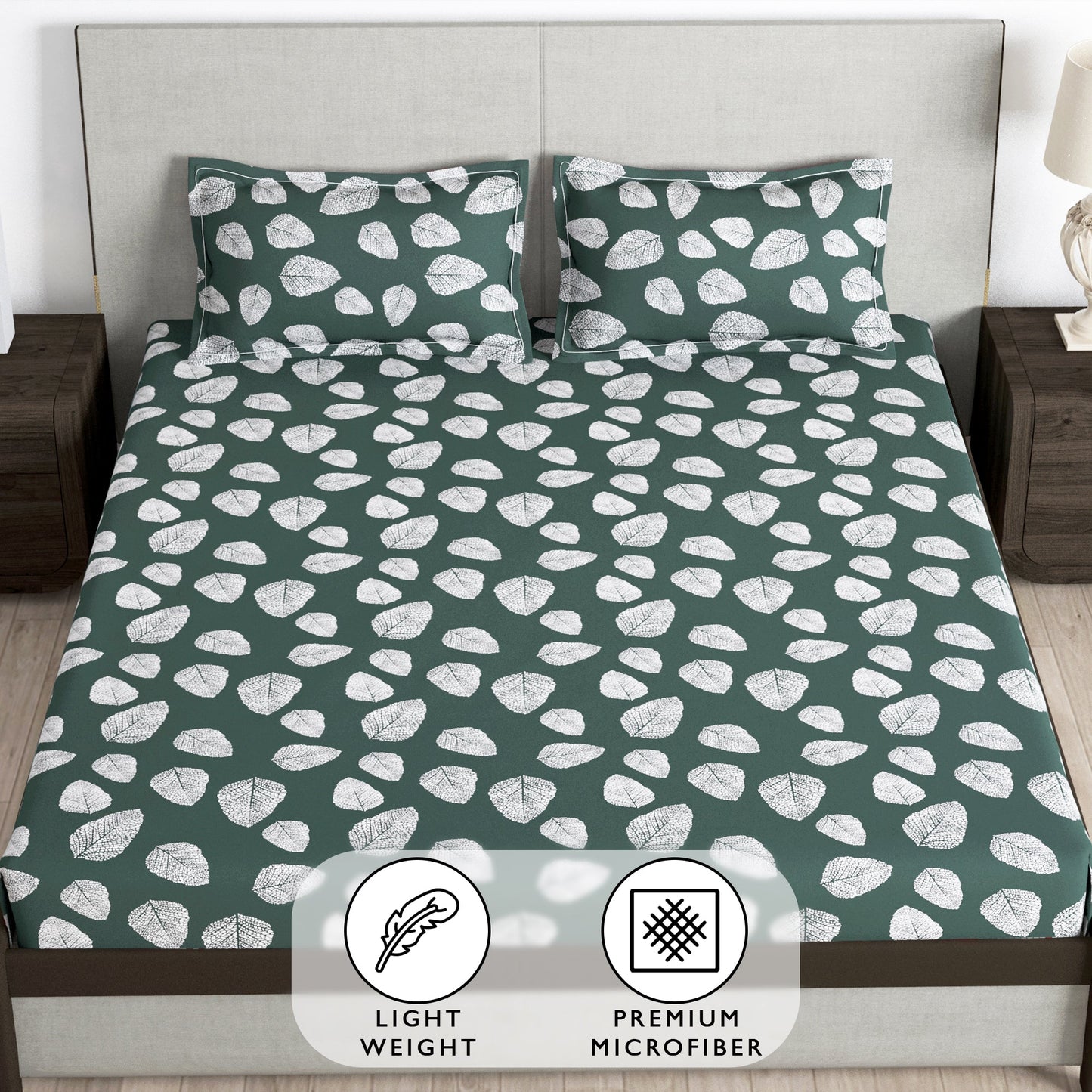 Story@Home 2 Pcs Arena Microfiber Double Bedsheets Combo With 4 Pillow Covers - Mint Green &  Grey