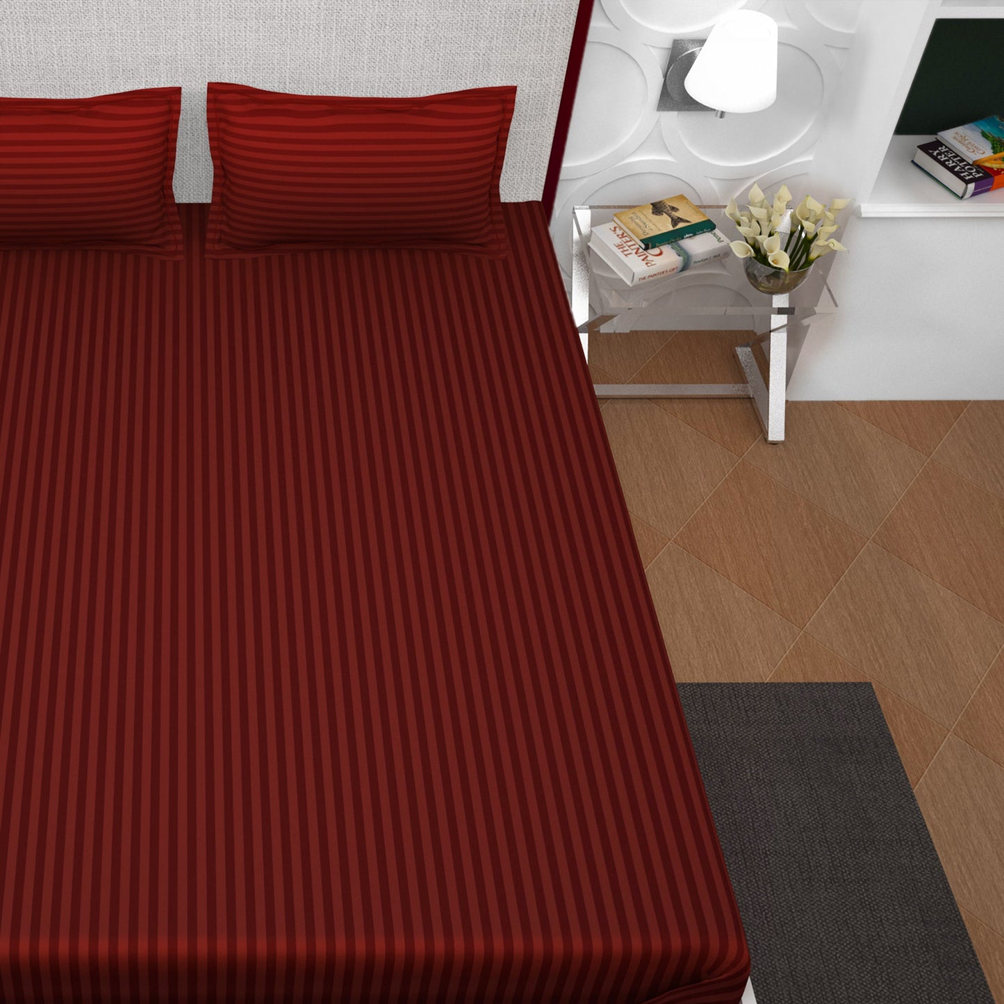 PAVO Tranquil Luxurious Premium Hotel Quality  (Berry Red) King size Bedsheet