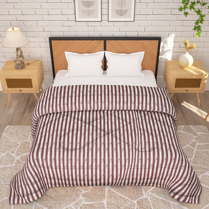 180 GSM Maroon Stripes Microfiber Fusion Reversible Double / Single Comforter