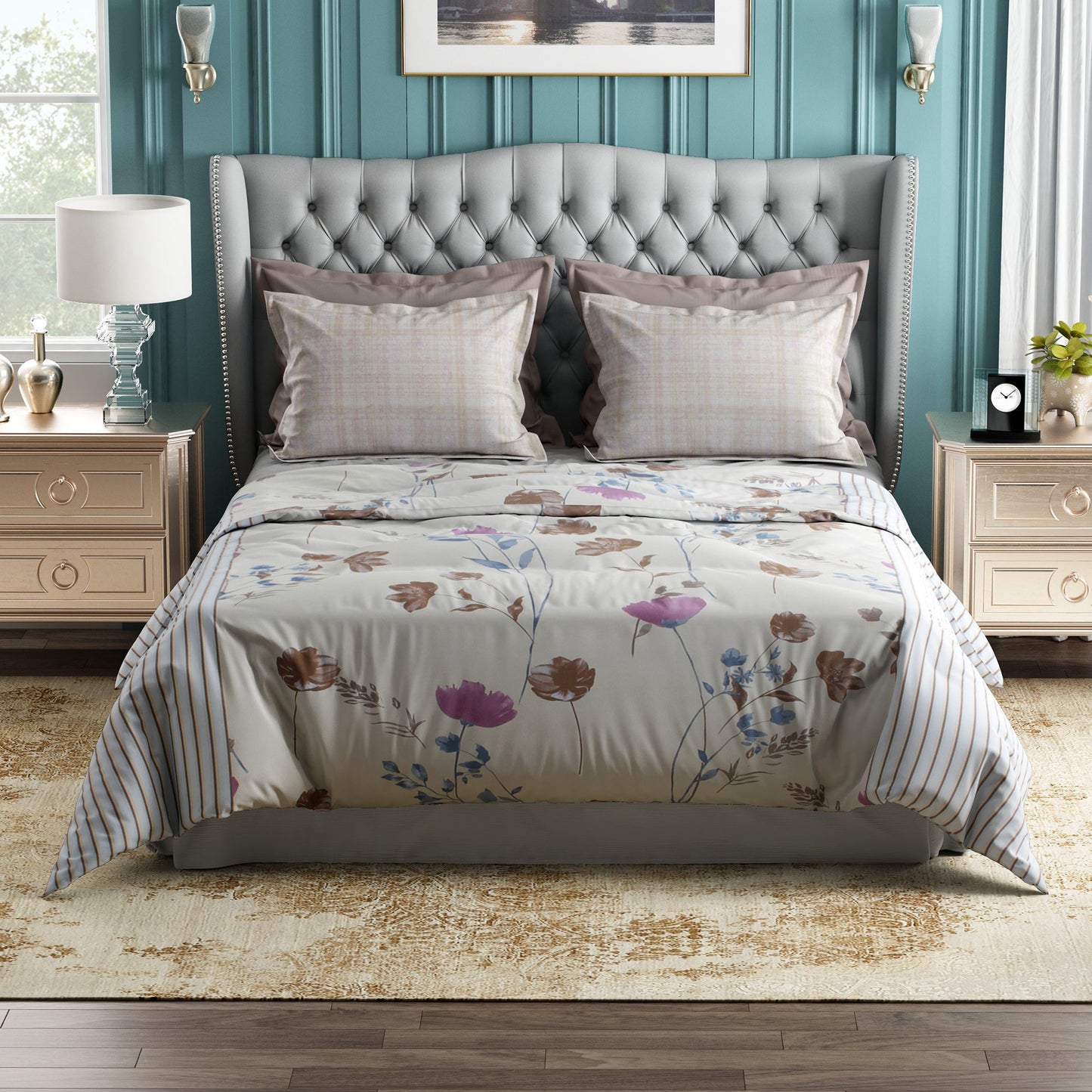 Studio Luxurious 144 TC 100% Cotton Light Yellow Double Bedsheet