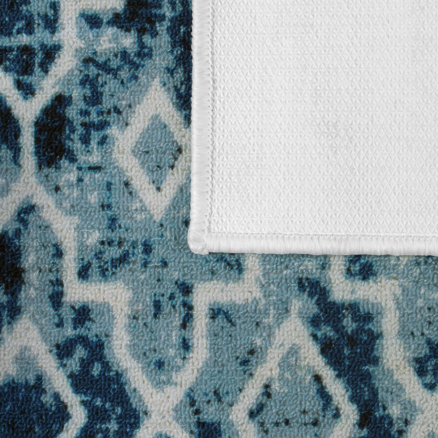 Ethnic Grunge Pattern Blue & White Rustico Rug/Carpet