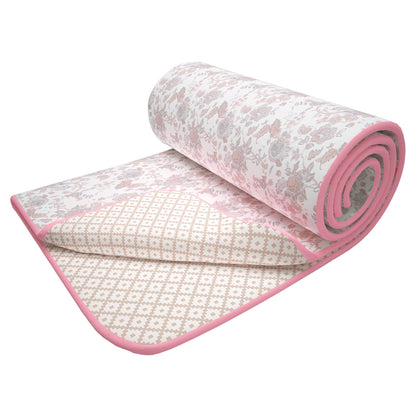 Super Soft Baby Pink & White Floral Reversible Single Size Dohar - Pack of 2