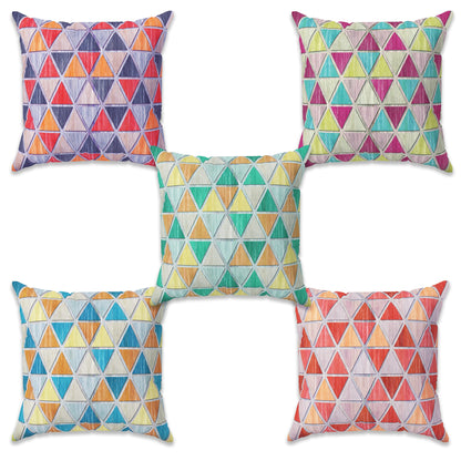 Story@Home Multicolor Geometric Polyester 5 Units of Helio Cushion Covers