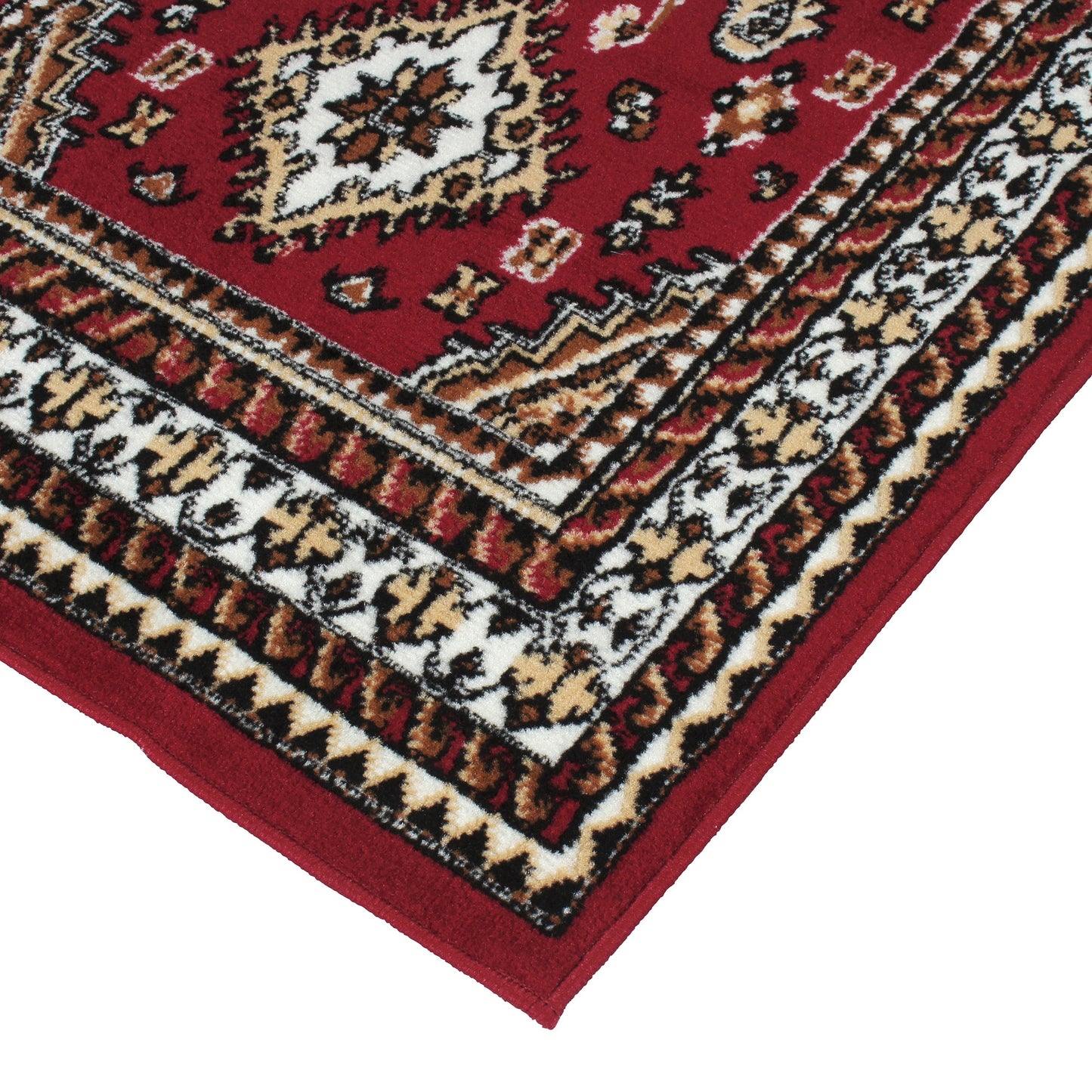 Red Ethnic Rustico Rug/Carpet with Anti Skid Backing