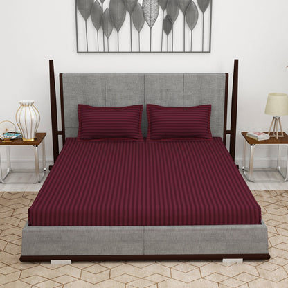 300 TC Maroon 1 King Size Bedsheet With 2 Pillow Cover