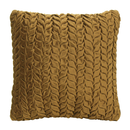 Mud Yellow Smocked Velvet Polyster SPLENDORA CUSHION COVER